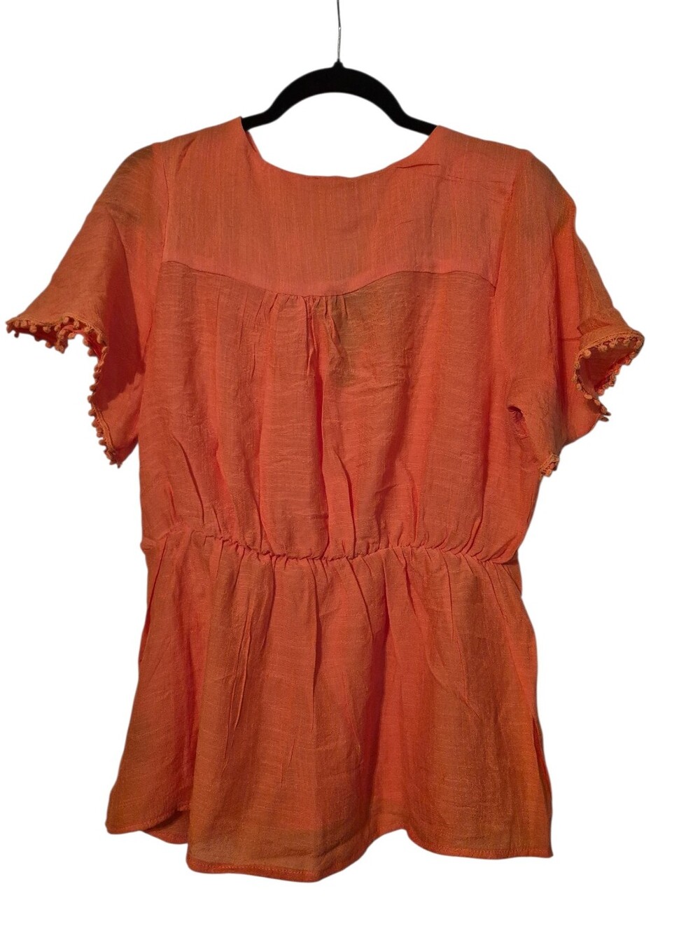 Harve Benard NWT Fresh Salmon short-sleeve wrap blouse L - Picture 3 of 5